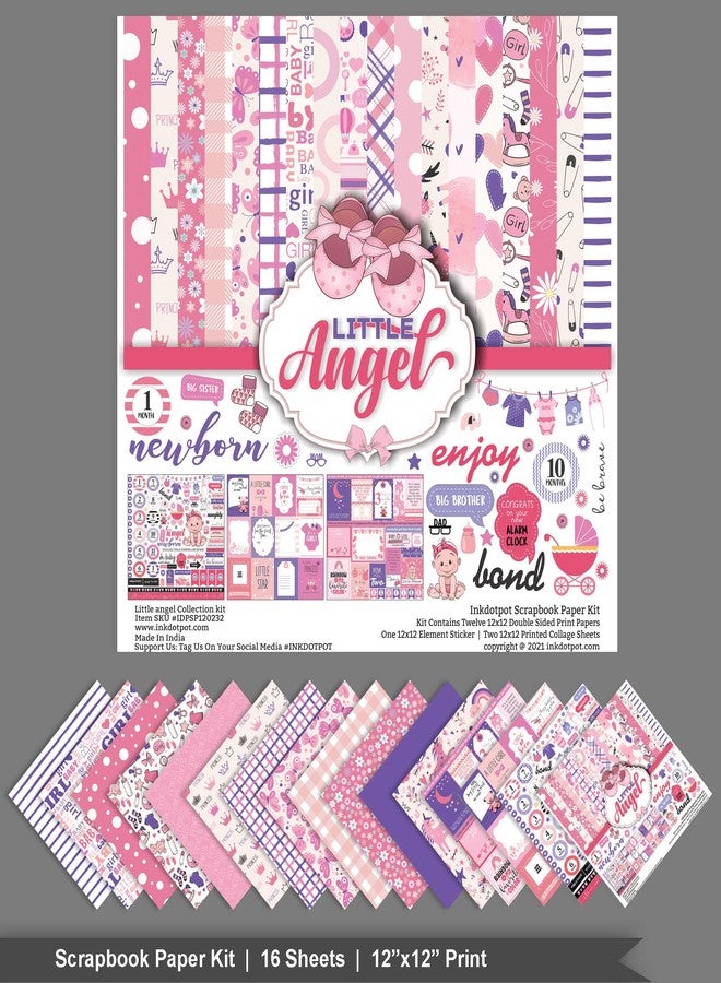 Inkdotpot Pink Baby Girl Theme Collection Double,Sided Scrapbook Paper Kit Cardstock 12"x12" Card Making Paper Pack of with Sticker Sheet - 16 Pages - Baby Pink - Image 3
